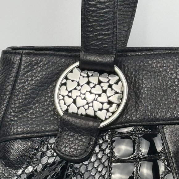 Brighton Black Pebble Leather Gator Embossed Purse Shoulder - Picture 3 of 16